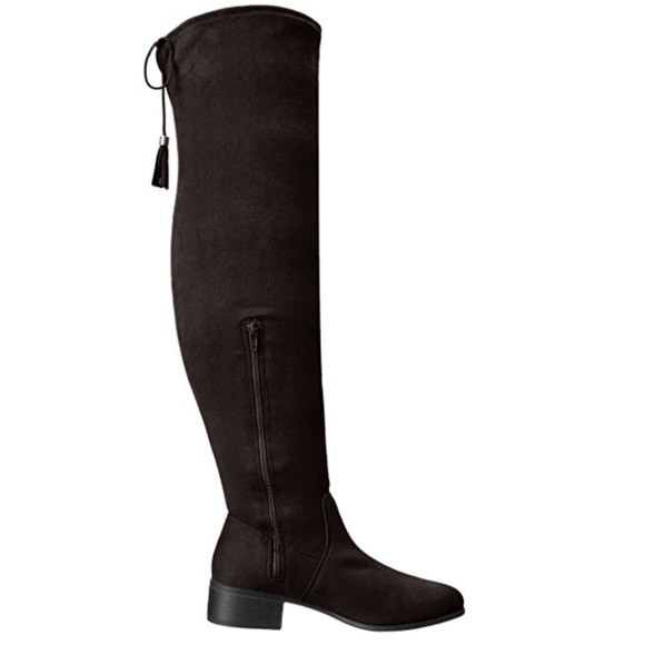 Black Over-The-Knee Tassel Stretchy Boots - Picture 4 of 5